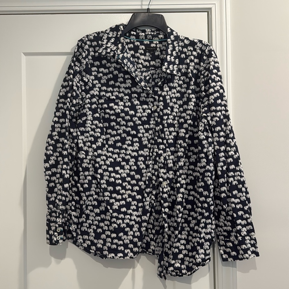 Talbots elephant button down shirt for women
